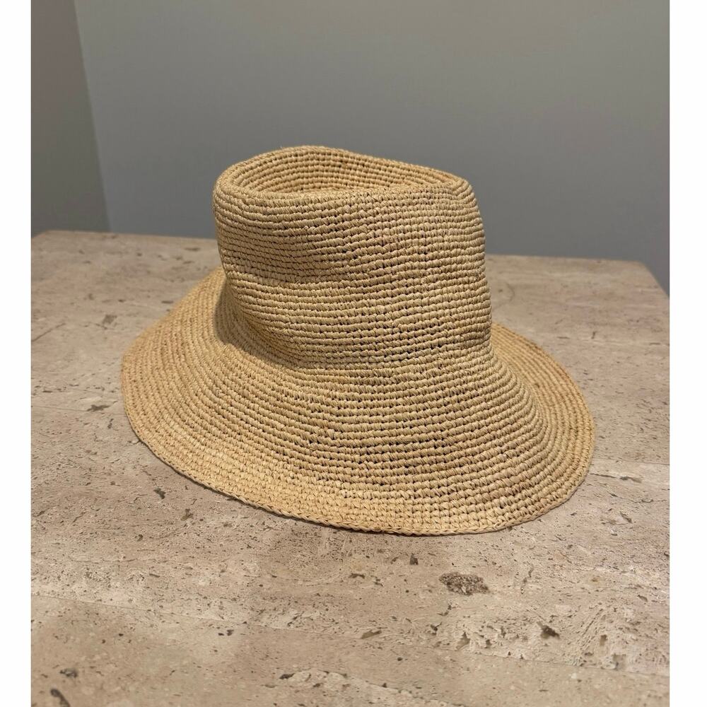NEW Janessa Leone Felix Packable Bucket Hat Natural Raffia Straw Large - Picture 6 of 9